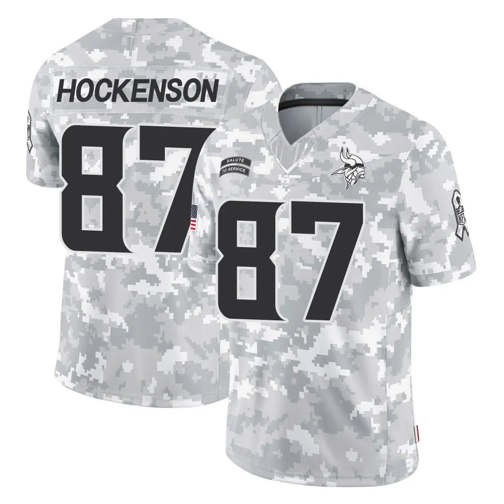 M.Vikings #87 T.J. Hockenson Player Arctic Camo Salute To Service Limited Game Odoa Stitched Jerseys