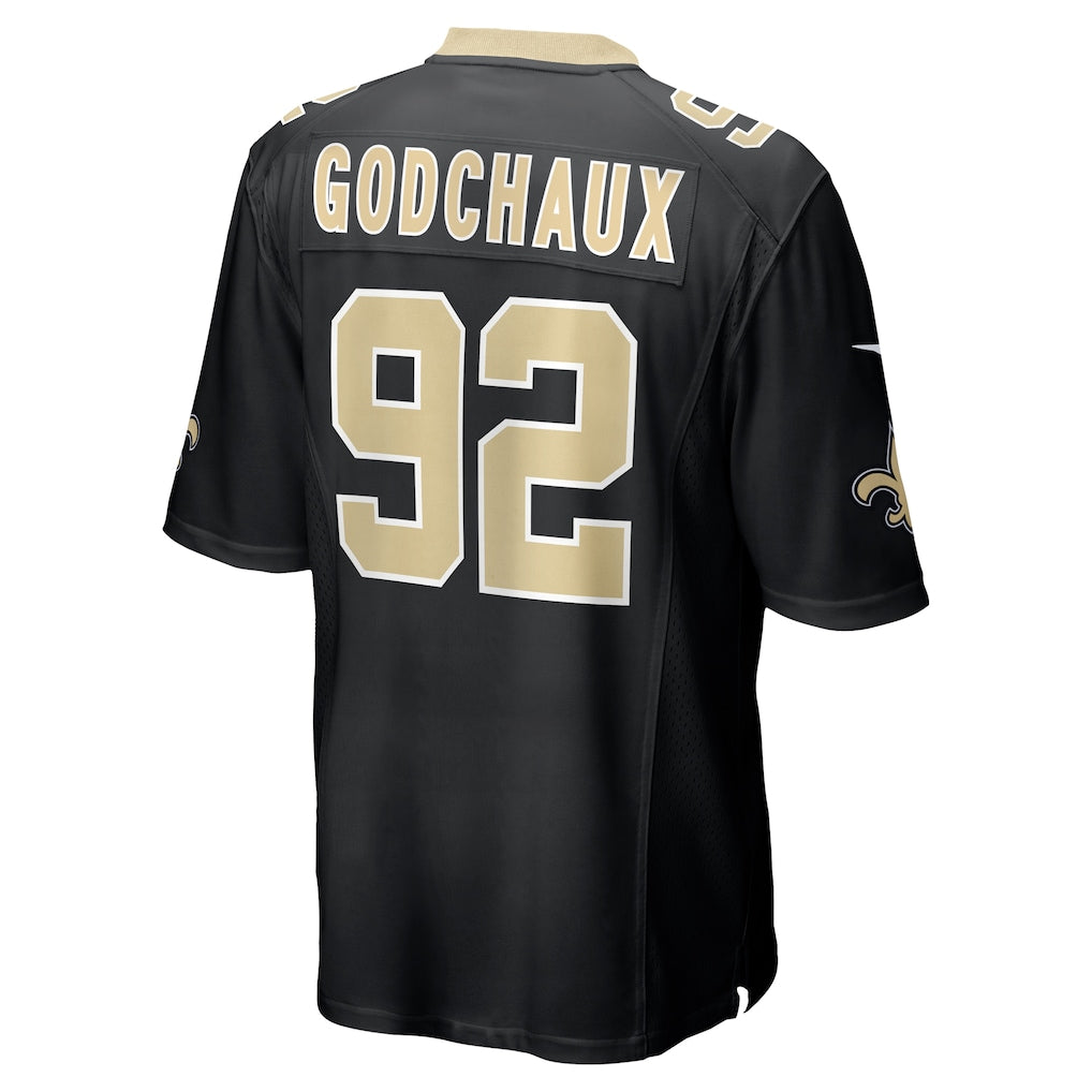 Odoa NO.Saints #92 Davon Godchaux Black Team Game Jersey