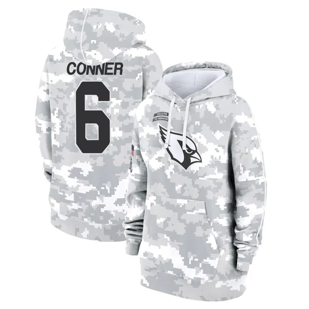 A.Cardinals #6 James Conner Player Camo Salute to Service Hoodies Odoa Stitched Jerseys