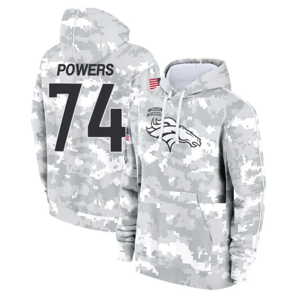 D.Broncos #74 Ben Powers Player Arctic Camo Salute to Service Hoodies Limited Game Odoa Stitched Jerseys