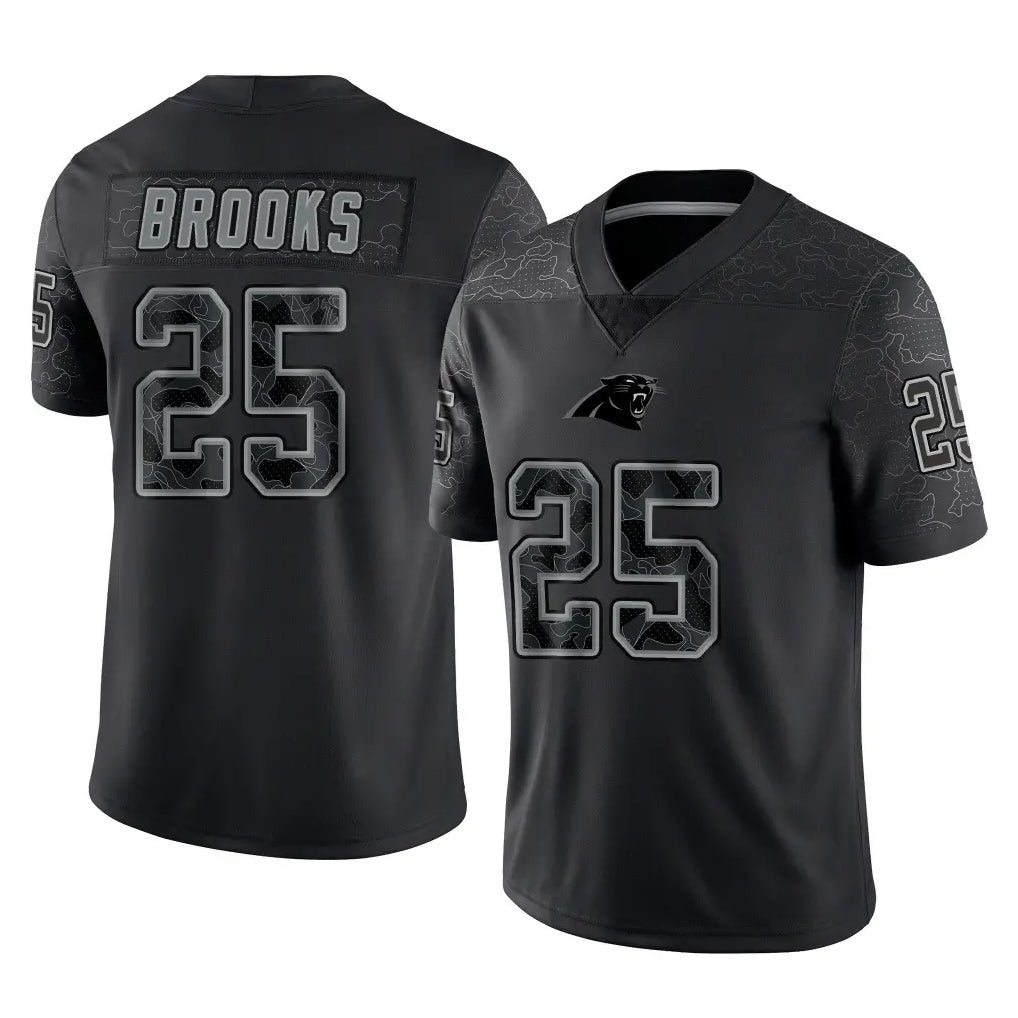 C.Panthers #25 Jonathon Brooks Player Black Limited Reflective Game Odoa Stitched Jerseys