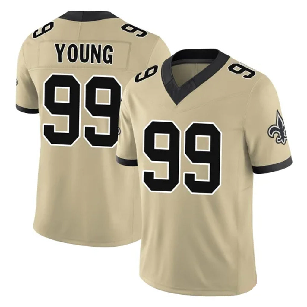 NO.Saints #99 Chase Young Player Gold Limited Vapor F.U.S.E. Home Game Odoa Stitched Jerseys