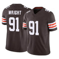 C.Browns #91 Alex Wright Player Brown Vapor F.U.S.E. Limited Home Game Odoa Stitched Jerseys