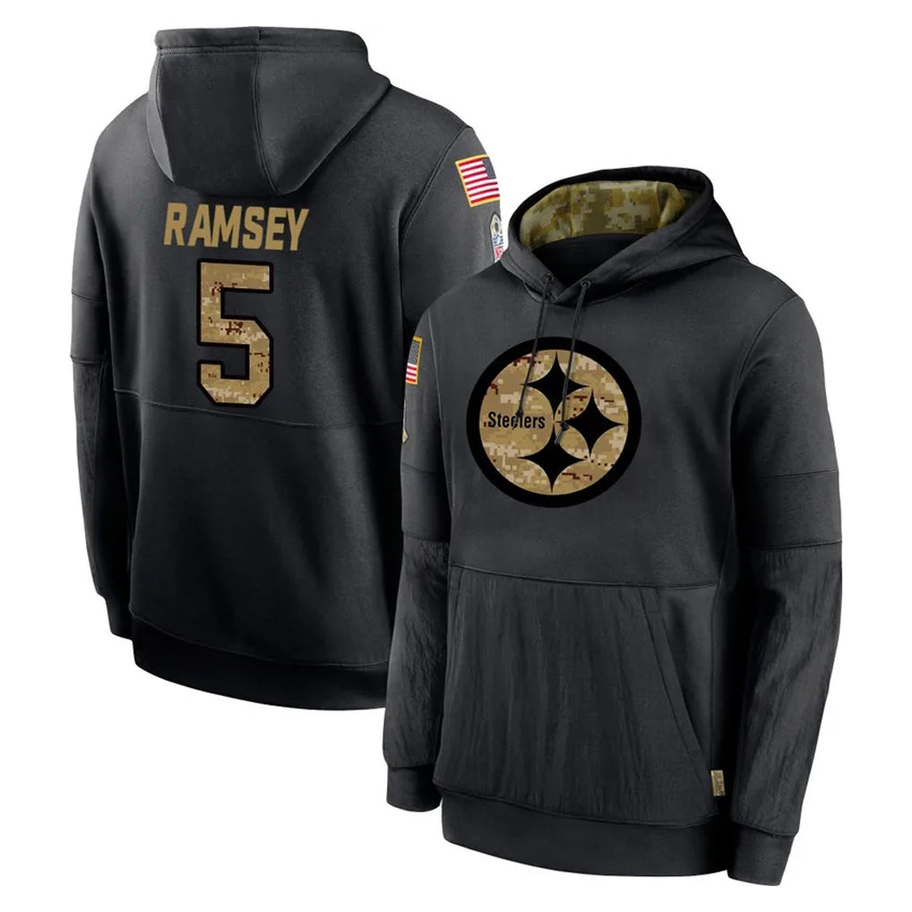 P.Steelers #5 Jalen Ramsey Player Black Salute to Service Hoodies Limited Game Odoa Stitched Jerseys