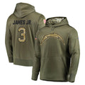 LA.Chargers #3 Derwin James Jr. Player Olive Salute to Service Pullover Hoodies Home Game Odoa Stitched Jerseys