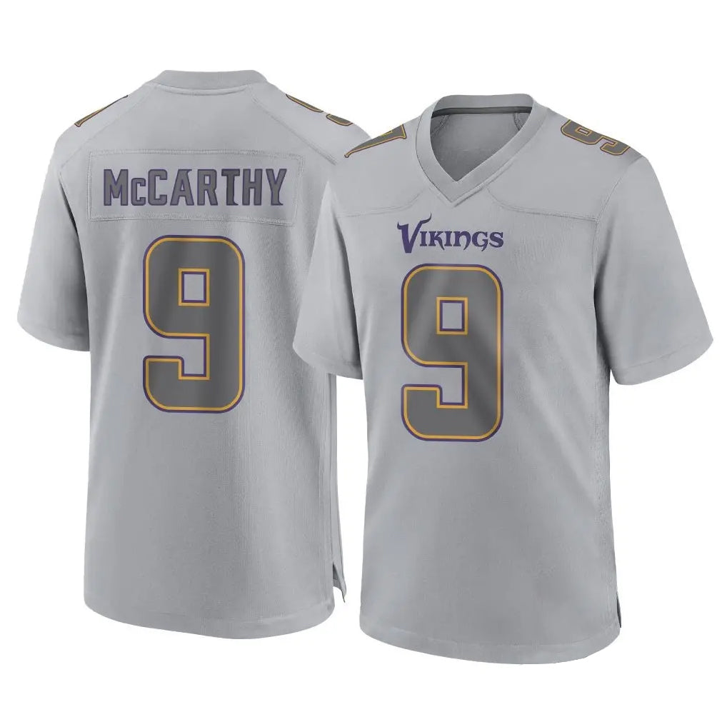 M.Vikings #9 J.J. McCarthy Player Gray Atmosphere Fashion Home Game Odoa Stitched Jerseys