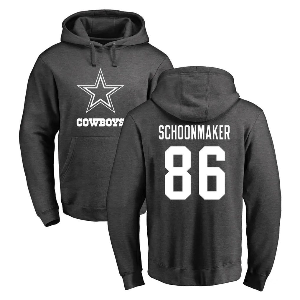 D.Cowboys #86 Luke Schoonmaker Player Ash One Color Pullover Hoodie Limited Odoa Stitched Jerseys