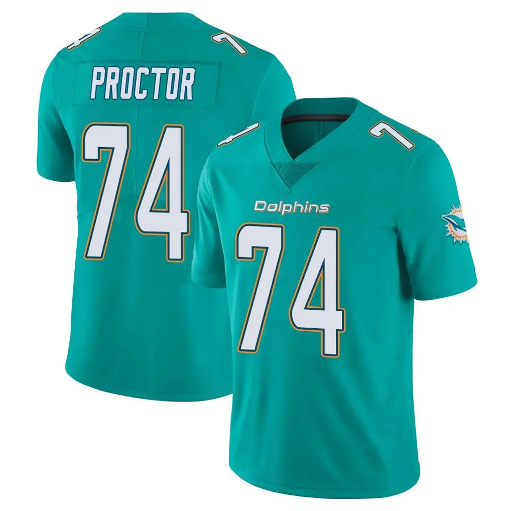 M.Dolphins #74 Kadyn Proctor Player Aqua Limited Vapor Untouchable Home Game Odoa Stitched Jerseys