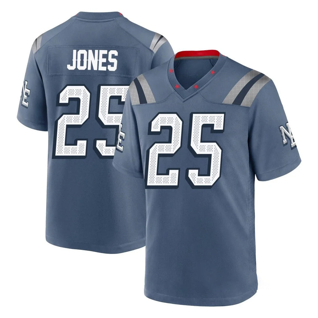 NE.Patriots #25 Marcus Jones Player Blue Rivalries Collection Home Game Odoa Stitched Jerseys