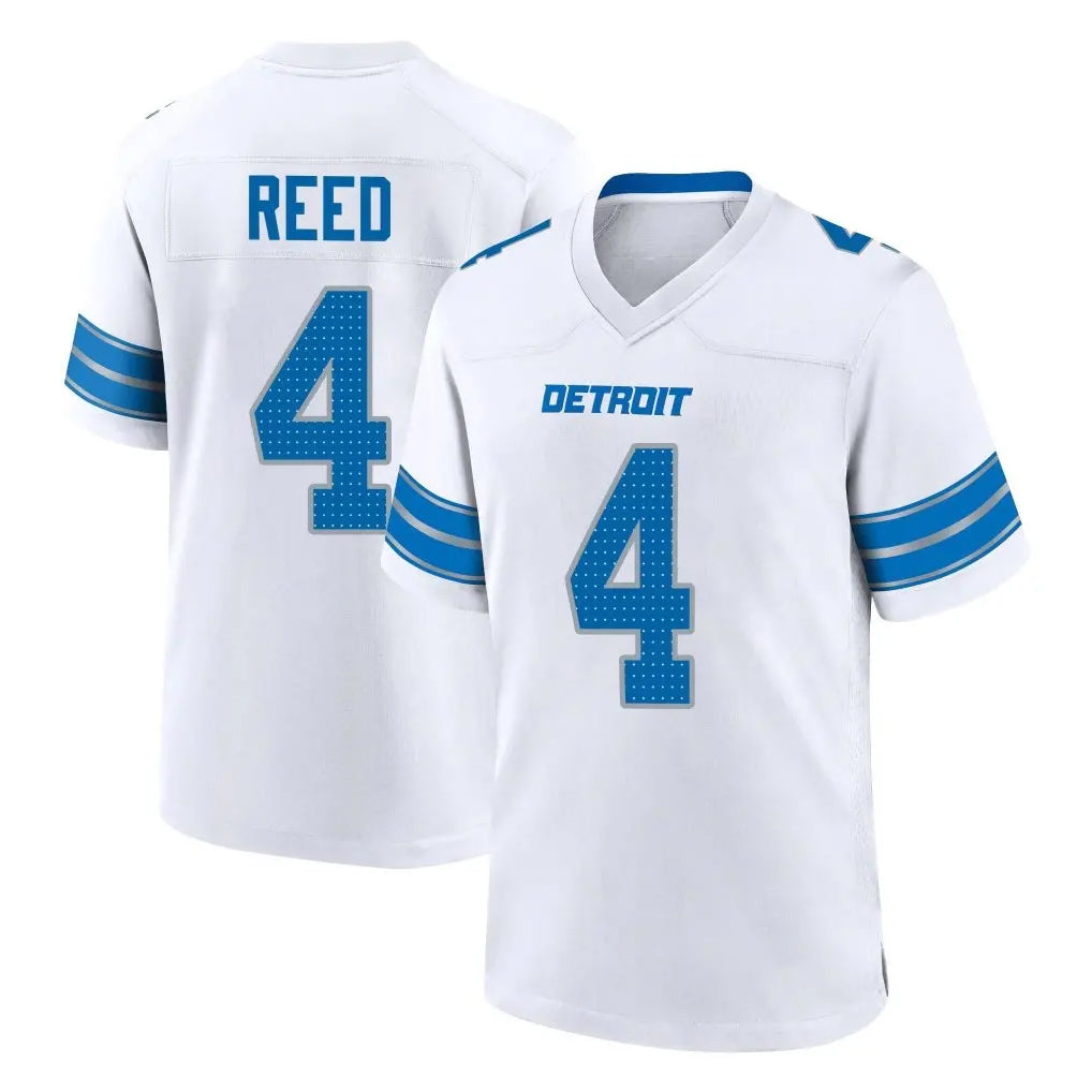 D.Lions #4 D.J. Reed Player White Alternate Home Game Odoa Stitched Jerseys