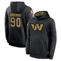 W.Commanders #90 Charles Omenihu Player Black Salute to Service Performance Pullover Hoodies Home Game Odoa Stitched Jerseys