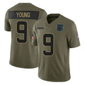 C.Panthers #9 Bryce Young Player Olive Salute to Service Limited Home Game Odoa Stitched Jerseys