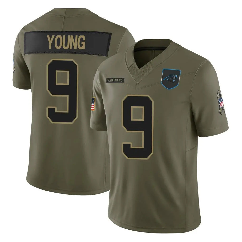C.Panthers #9 Bryce Young Player Olive Salute to Service Limited Home Game Odoa Stitched Jerseys