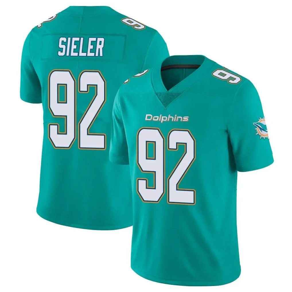 M.Dolphins #92 Zach Sieler Player Aqua Limited Vapor Untouchable Home Game Odoa Stitched Jerseys