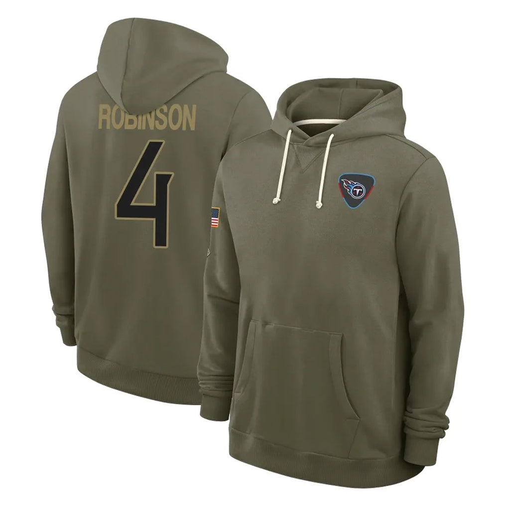 T.Titans #4 Wan'Dale Robinson Player Olive Salute to Service Hoodies Home Game Odoa Stitched Jerseys