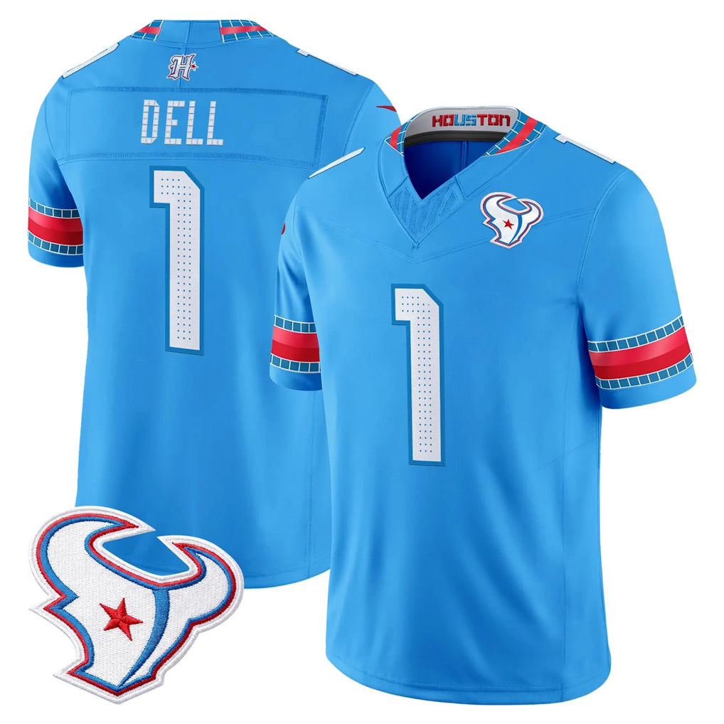 H.Texans #1 Tank Dell Player Blue 2026 Rivalries Vapor Limited Home Game Odoa Stitched jerseys