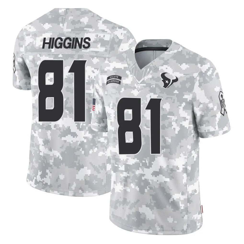H.Texans #81 Jayden Higgins Player Arctic Camo Salute To Service Limited Game Odoa Stitched Jerseys