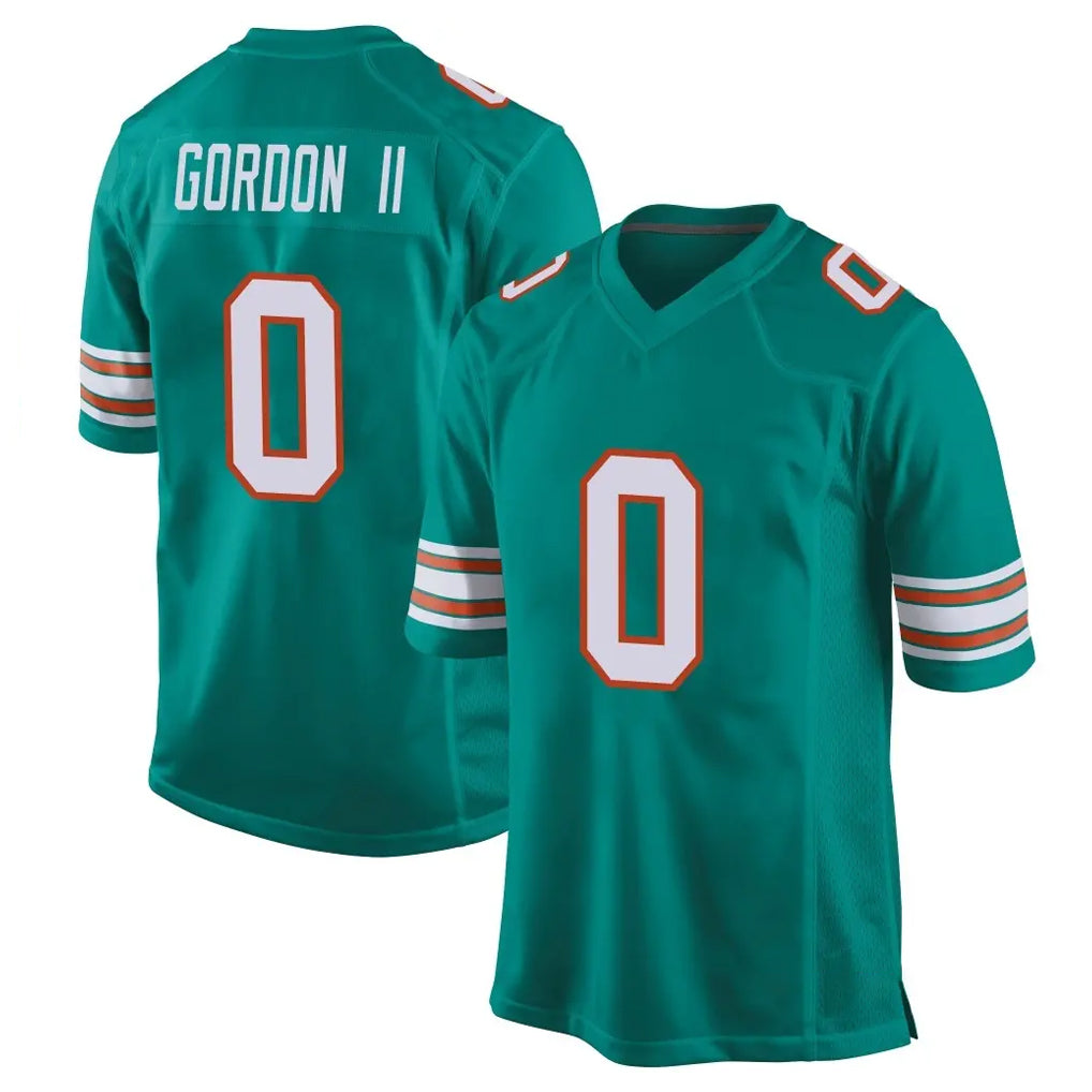 M.Dolphins #0 Ollie Gordon II Player Aqua Alternate Home Game Odoa Stitched Jerseys