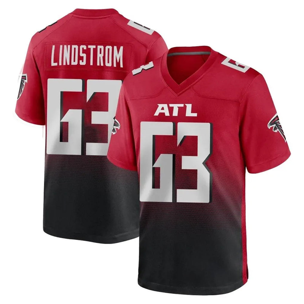 A.Falcons #63 Chris Lindstrom Player Red Home Game Odoa Stitched Jerseys