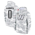 W.Commanders #0 Mike Sainristil Player Arctic Camo Limited Salute to Service Pullover Hoodies Game Odoa Stitched Jerseys