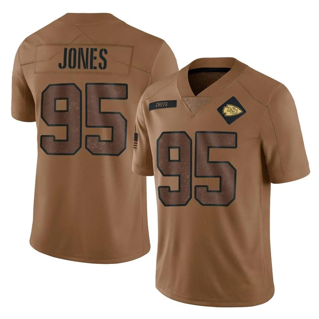 KC.Chiefs #95 Chris Jones Player Brown Salute To Service Limited Odoa Stitched Jerseys