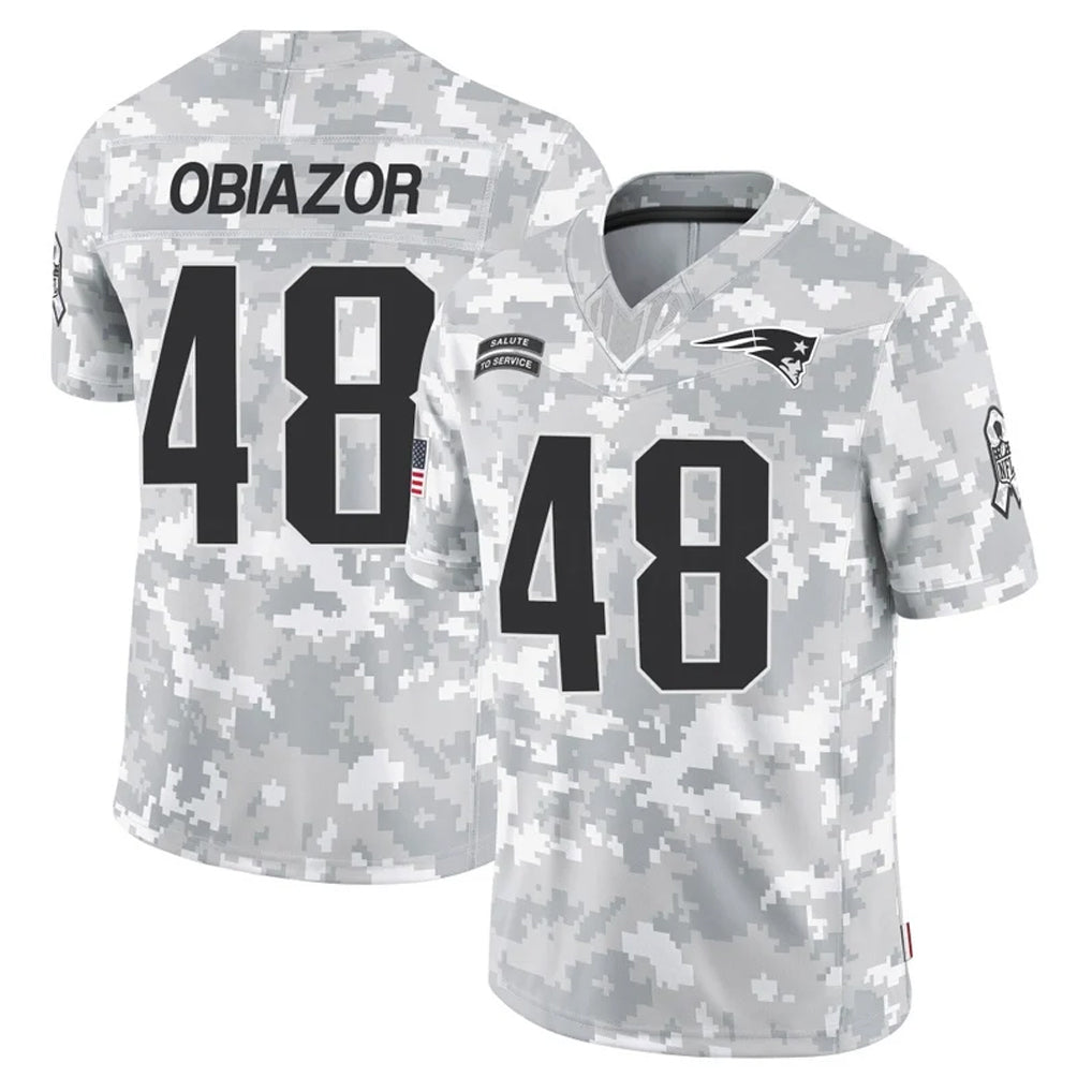 NE.Patriots #48 Namdi Obiazor Player Arctic Camo Salute To Service Limited Game Odoa Stitched Jerseys