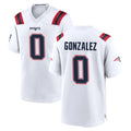 NE.Patriots #0 Christian Gonzalez Player White Home Game Odoa Stitched Jerseys