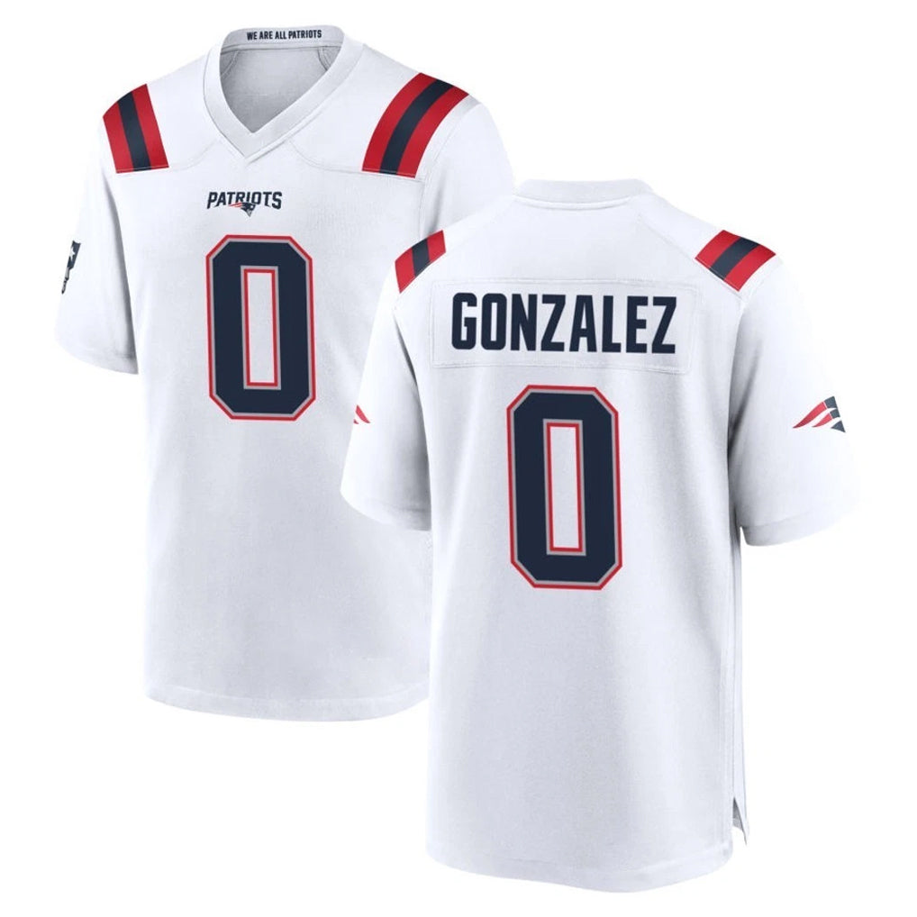 NE.Patriots #0 Christian Gonzalez Player White Home Game Odoa Stitched Jerseys