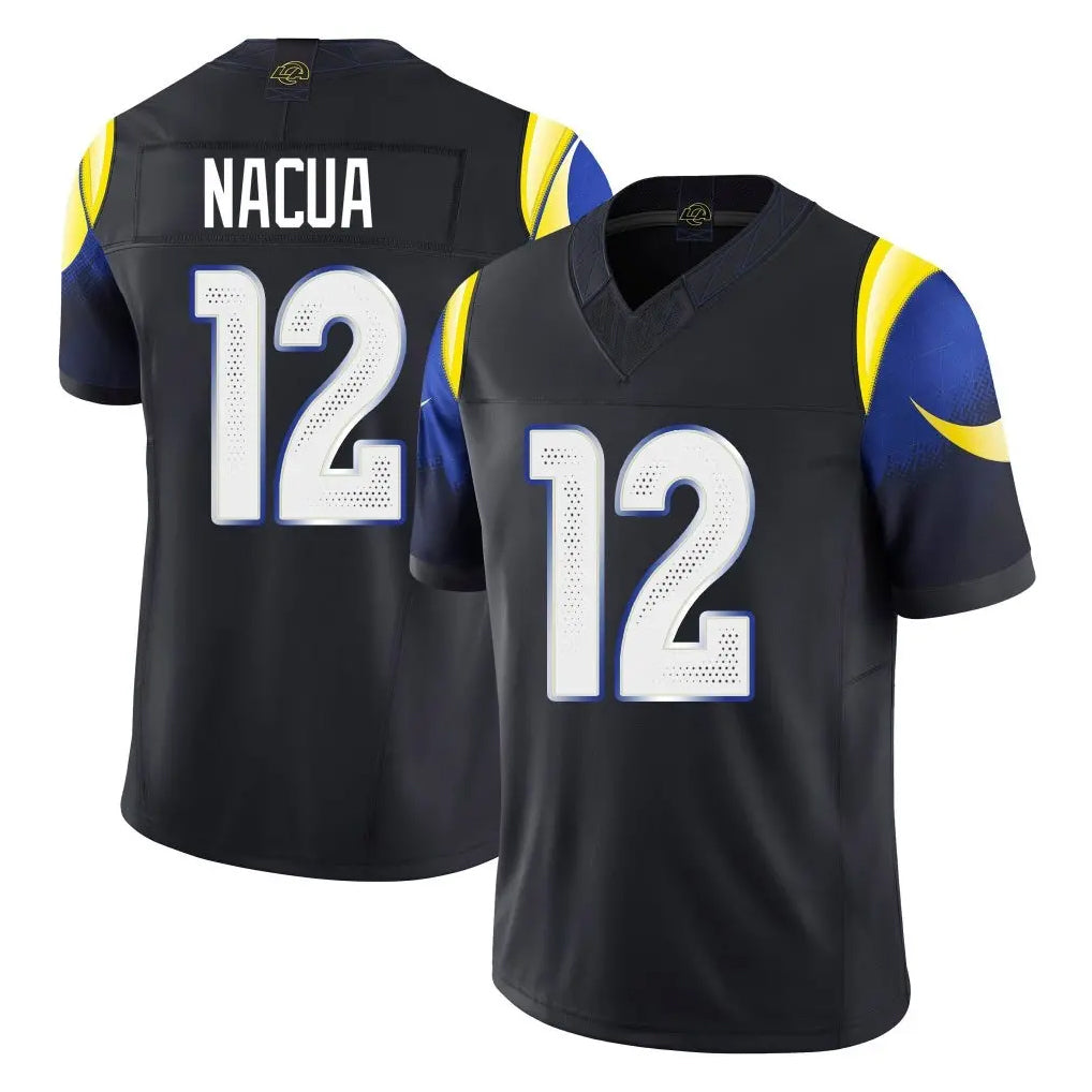 LA.Rams #12 Puka Nacua Player Black Midnight Rivalries Collection Limited Home Game Odoa Stitched Jerseys