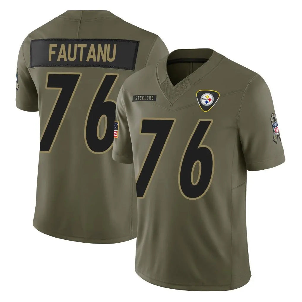 P.Steelers #76 Troy Fautanu Player Olive 2025 Salute To Service Limited Home Game Odoa Stitched Jerseys