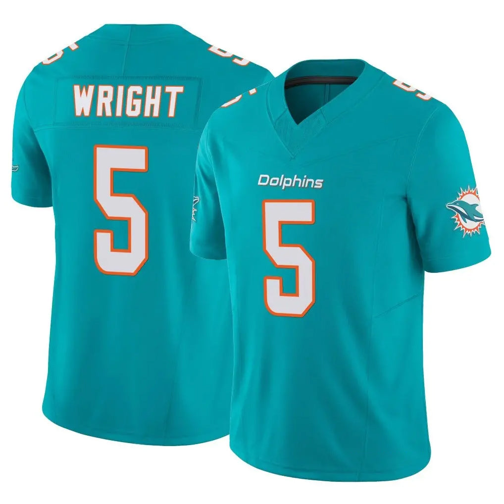 M.Dolphins #5 Jaylen Wright Player Aqua Limited Vapor F.U.S.E. Home Game Odoa Stitched Jerseys