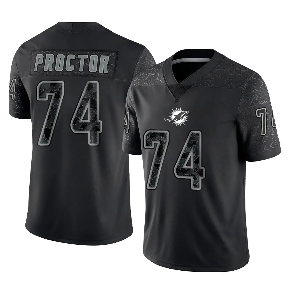 M.Dolphins #74 Kadyn Proctor Player Black Reflective Limited Game Odoa Stitched Jerseys