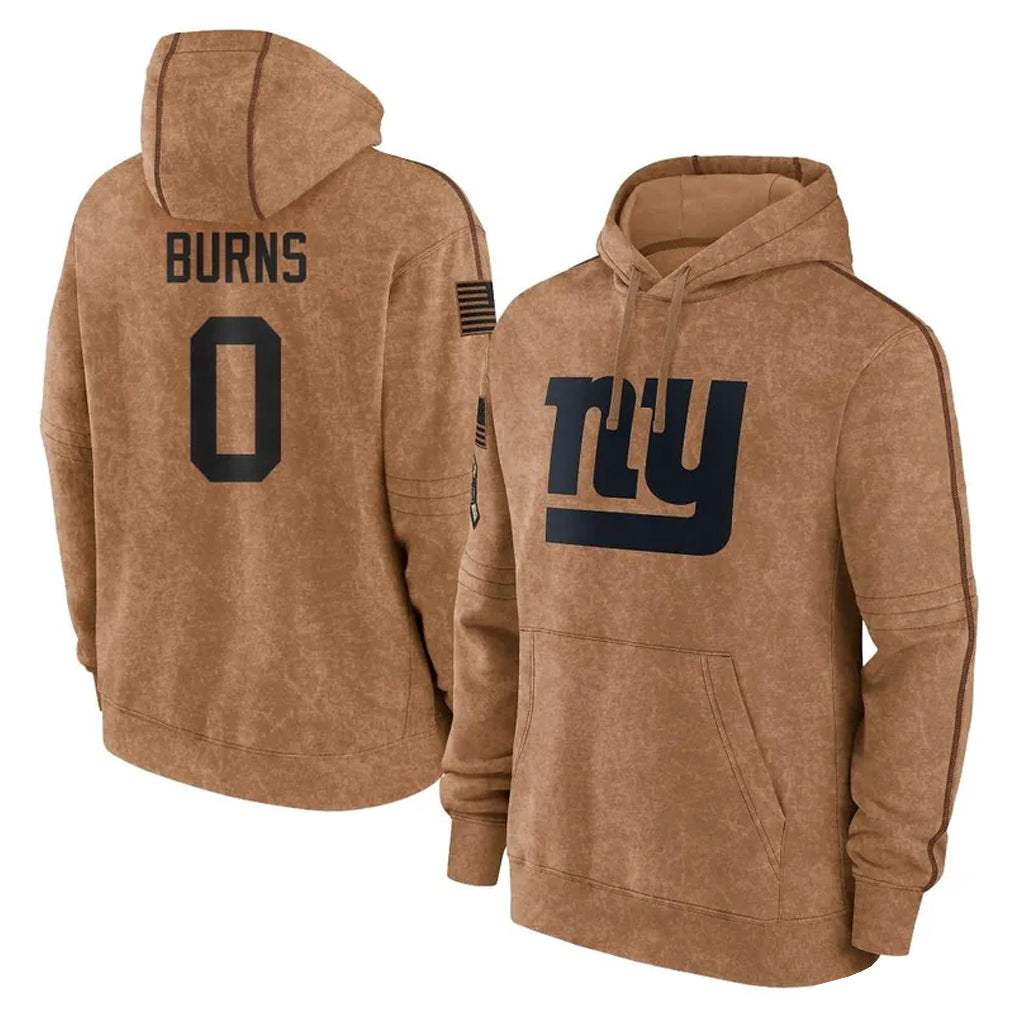 NY.Giants #0 Brian Burns Player Brown Salute to Service Pullover Hoodies Limited Game Odoa Stitched Jerseys