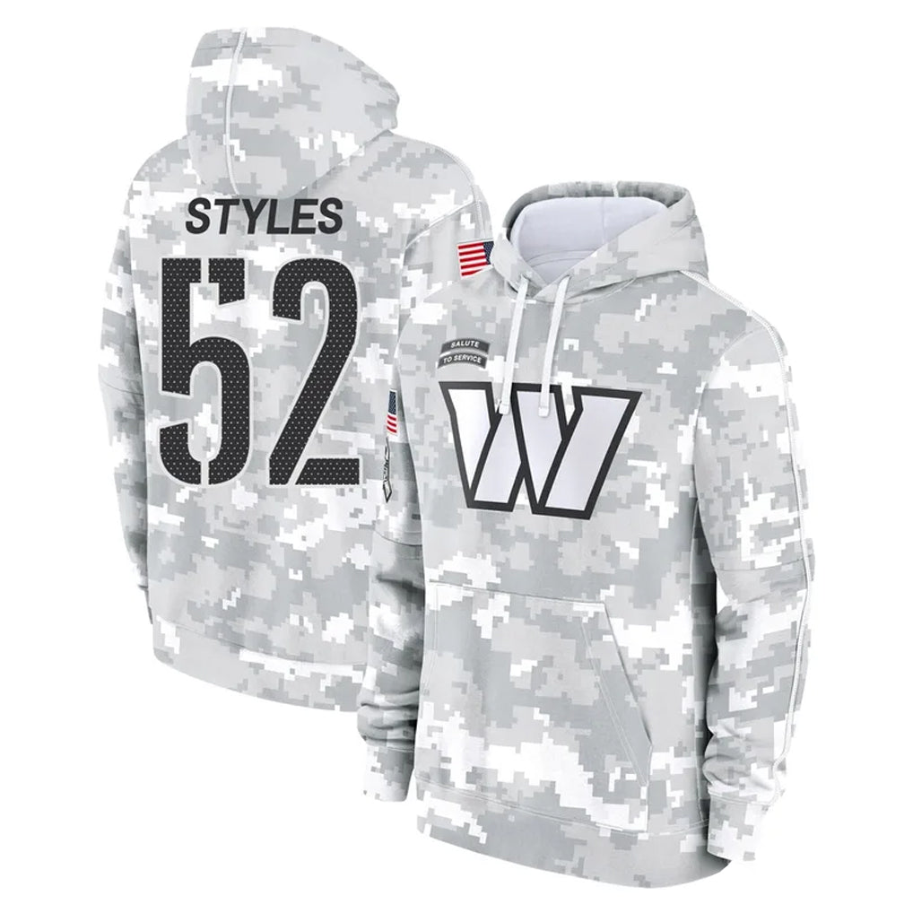 W.Commanders #52 Sonny Styles Player Arctic Camo Limited Salute to Service Pullover Hoodies Game Odoa Stitched Jerseys