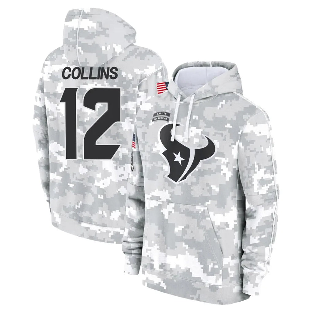 H.Texans #12 Nico Collins Player Arctic Camo Salute to Service Hoodies Limited Game Odoa Stitched Jerseys