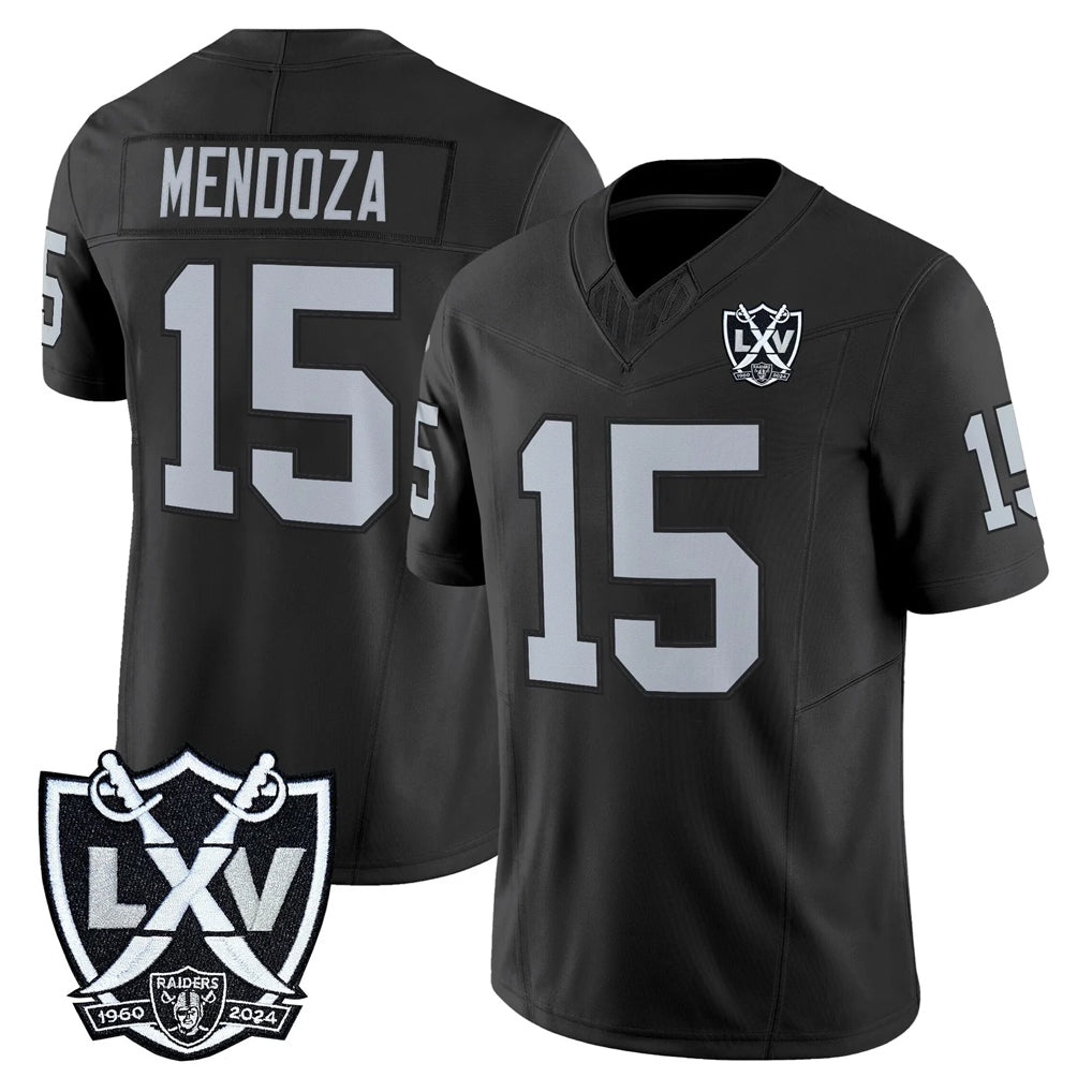 LV.Raiders #15 Fernando Mendoza Player Black 2026 Vapor Limited Home Game Odoa Stitched Jerseys