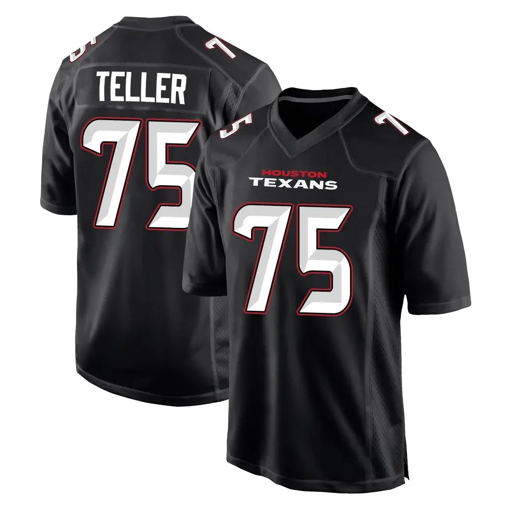 H.Texans #75 Wyatt Teller Player Carbon Black Fashion Home Game Odoa Stitched Jerseys