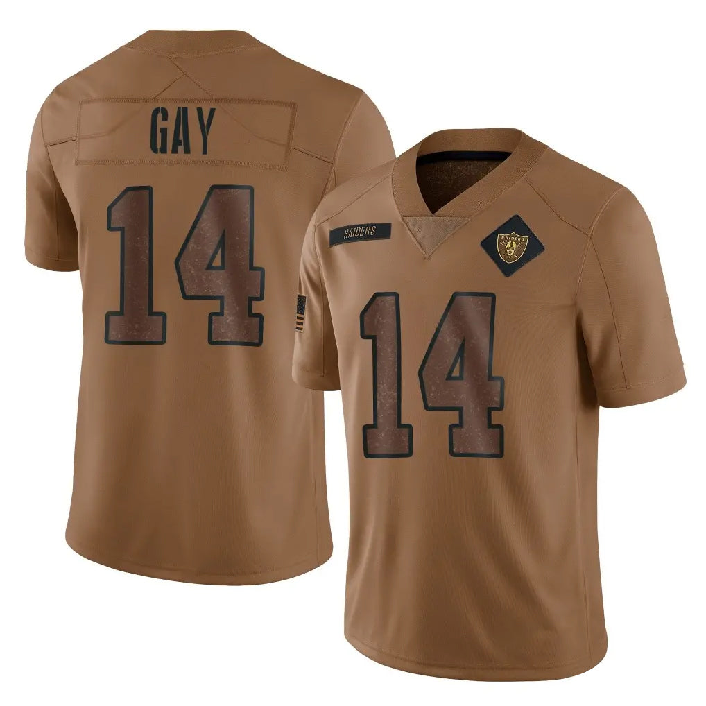 LV.Raiders #14 Matt Gay Player Brown Salute To Service Limited Odoa Stitched Jerseys
