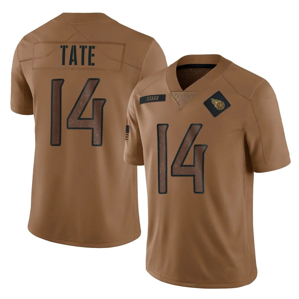 T.Titans #14 Carnell Tate Player Brown Limited Salute to Service Home Game Odoa Stitched Jerseys