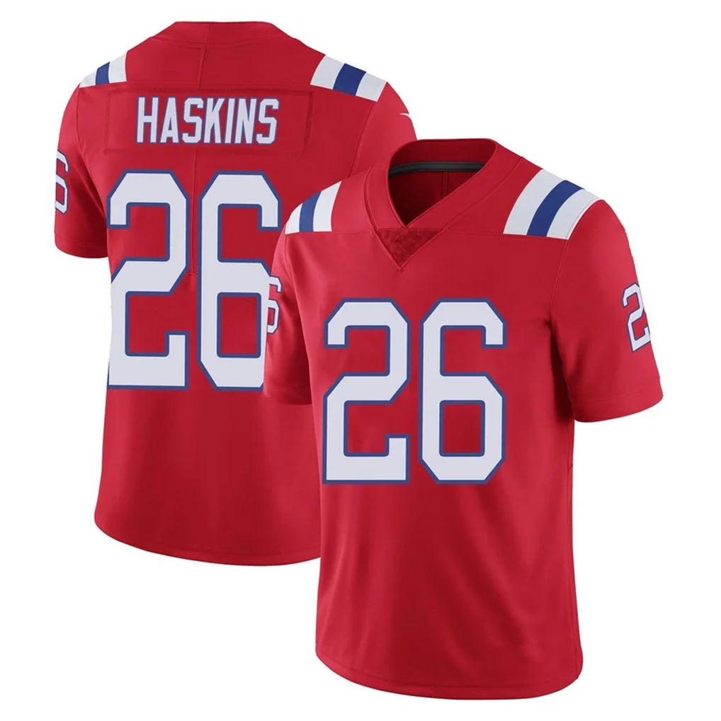 NE.Patriots #26 Hassan Haskins Player Red Vapor Untouchable Home Game Odoa Stitched Jerseys
