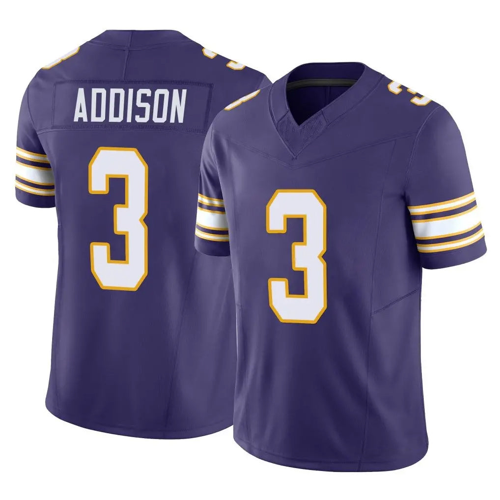 M.Vikings #3 Jordan Addison Player Purple Limited Classic Vapor F.U.S.E. Home Game Odoa Stitched Jerseys
