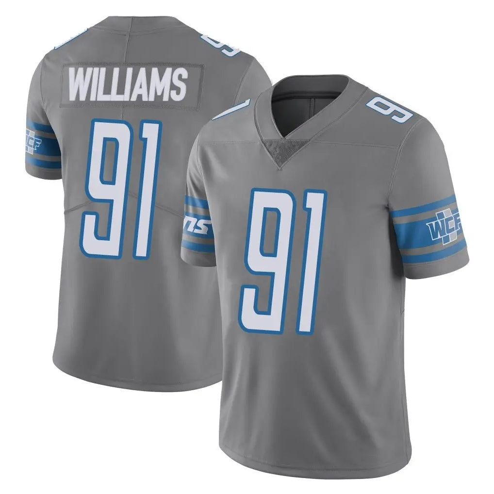D.Lions #91 Tyleik Williams Player Gray Vapor Untouchable Limited Home Game Odoa Stitched Jerseys