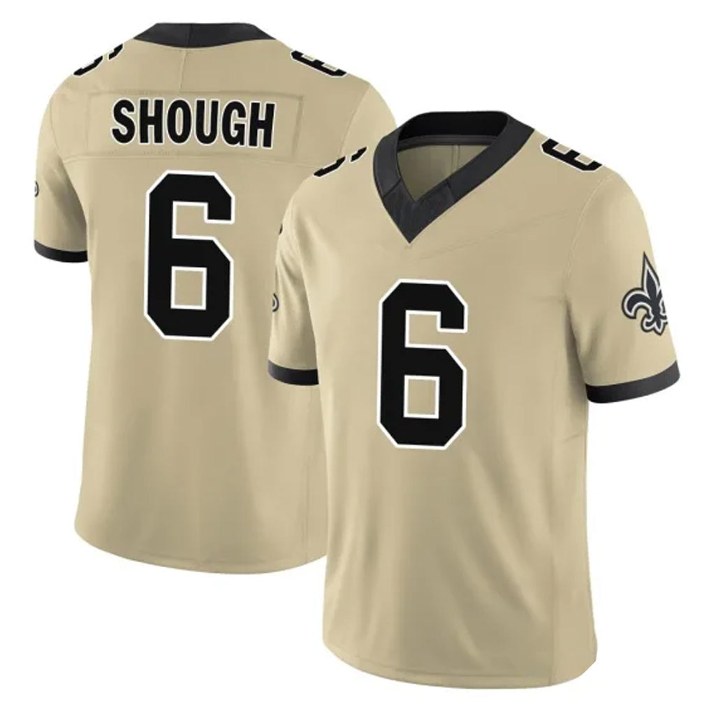 NO.Saints #6 Tyler Shough Player Gold Limited Vapor F.U.S.E. Home Game Odoa Stitched Jerseys