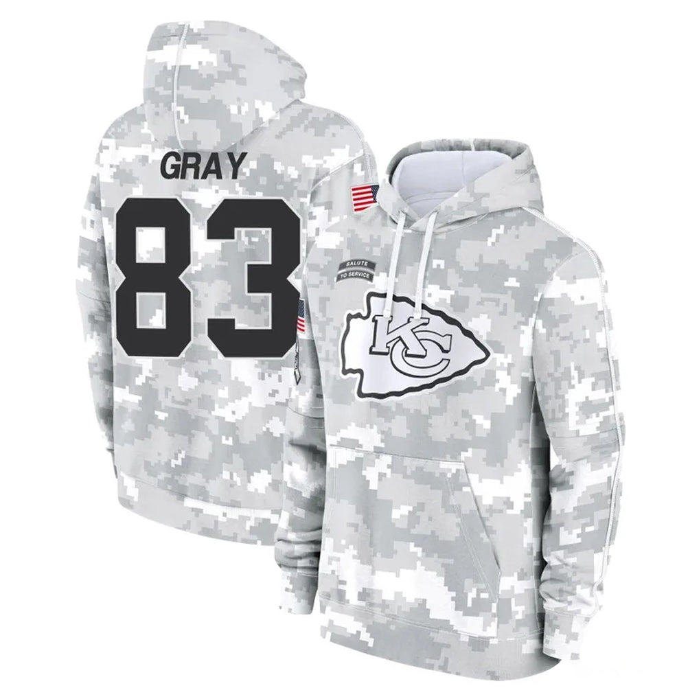 KC.Chiefs #83 Noah Gray Player Arctic Camo Salute to Service Hoodies Limited Game Stitched Jerseys