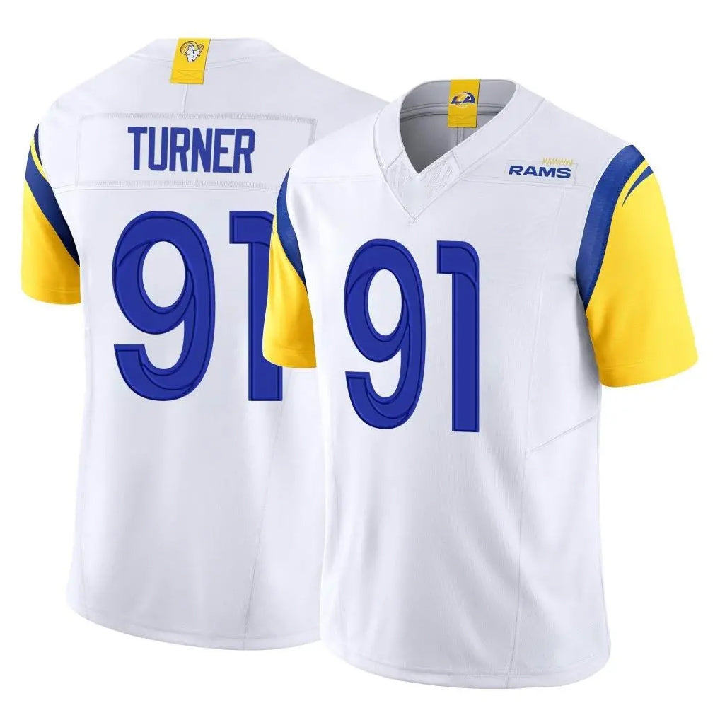 LA.Rams #91 Kobie Turner Player White Limited Vapor F.U.S.E. Home Game Odoa Stitched Jerseys