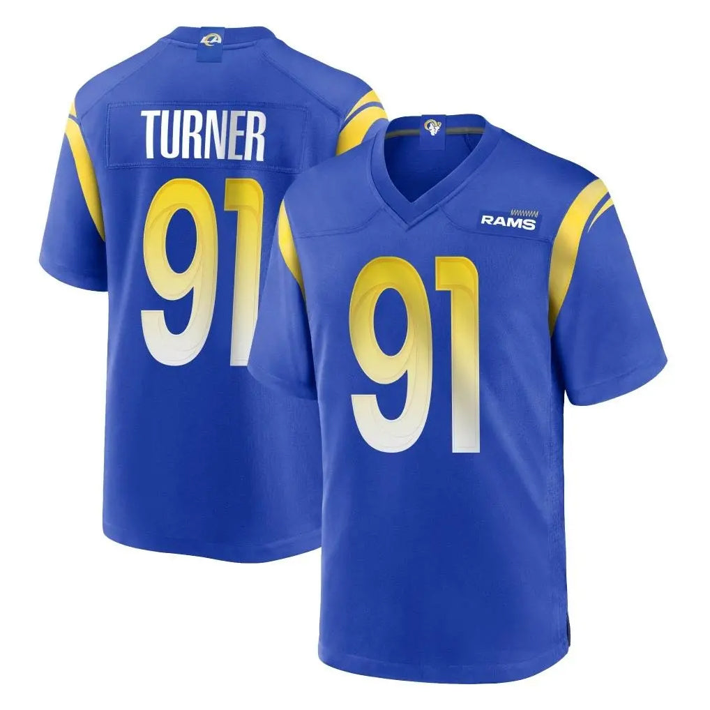 LA.Rams #91 Kobie Turner Player Royal Home Game Odoa Stitched Jerseys