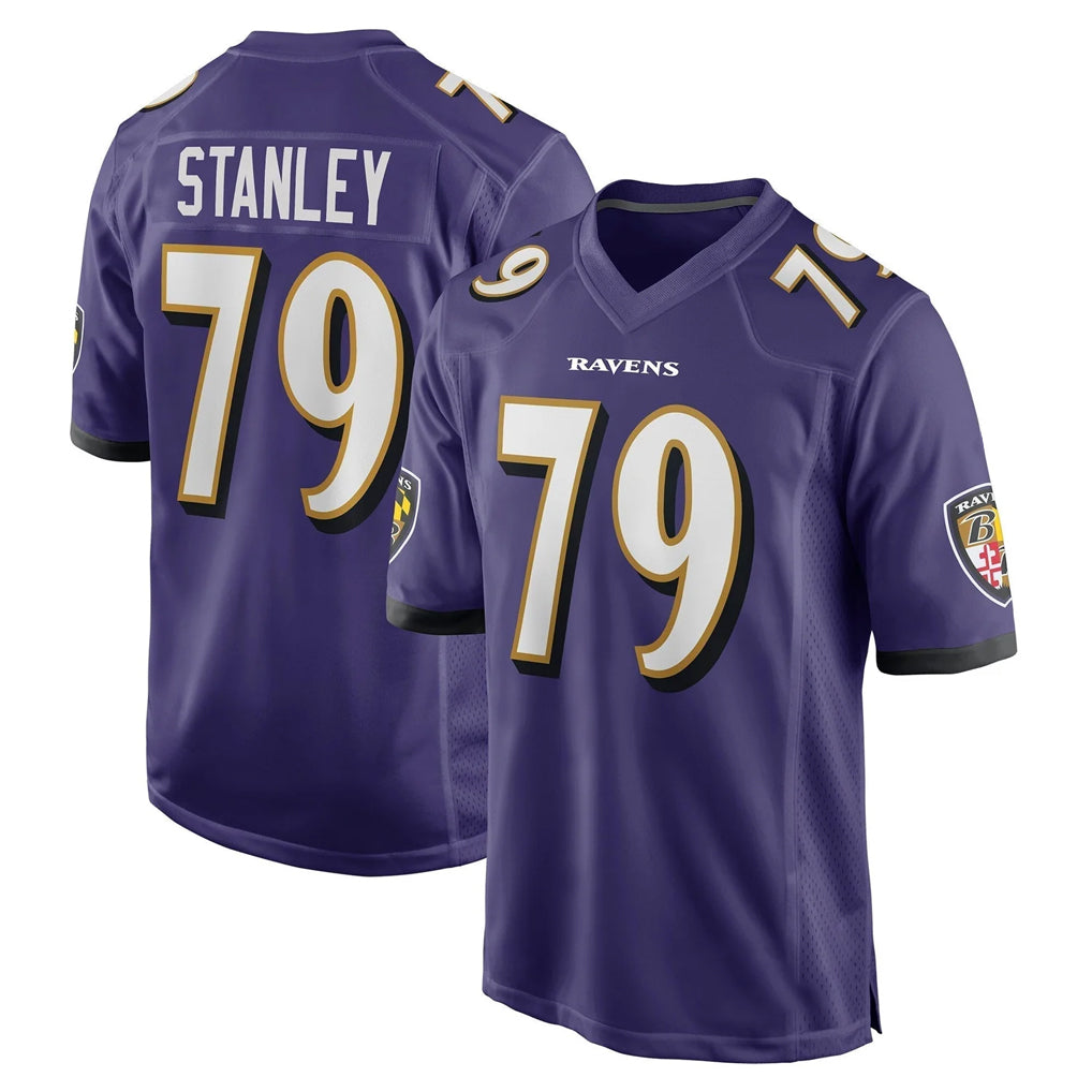 B.Ravens #79 Ronnie Stanley Player Purple Game Home Odoa Stitched Jerseys