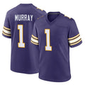 M.Vikings #1 Kyler Murray Player Purple Classic Home Game Odoa Stitched Jerseys