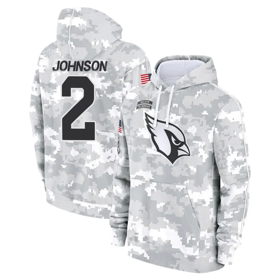 A.Cardinals #2 Will Johnson Player Camo Salute to Service Hoodies Odoa Stitched Jerseys