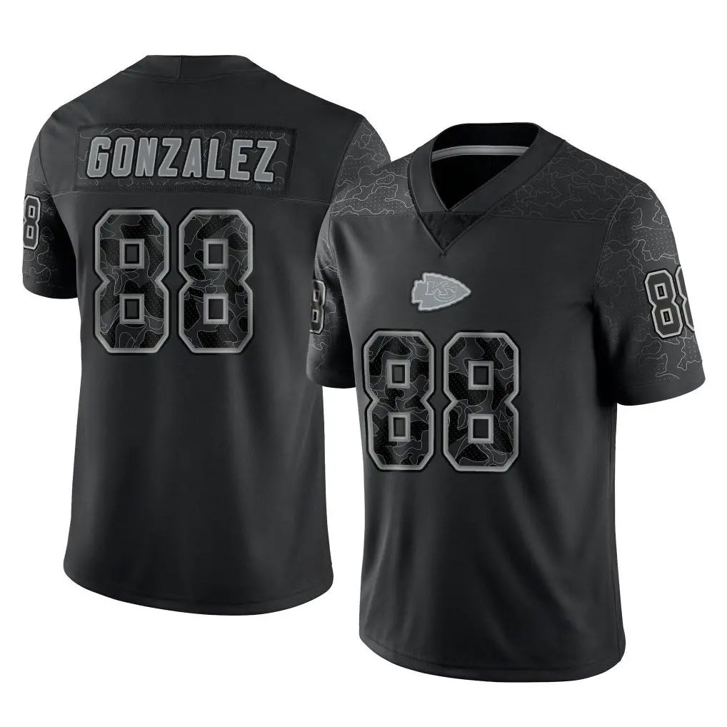 KC.Chiefs #88 Tony Gonzalez Player Black Limited Reflective Game Odoa Stitched Jerseys